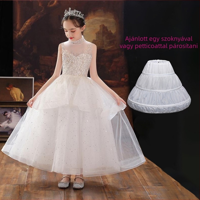 Gyerekeknek készült hercegnő ruha hálószövésű tutival előadásokra, lányoknak 3–8 éveseknek, tavasz-nyár-ősz, poliészter 95%