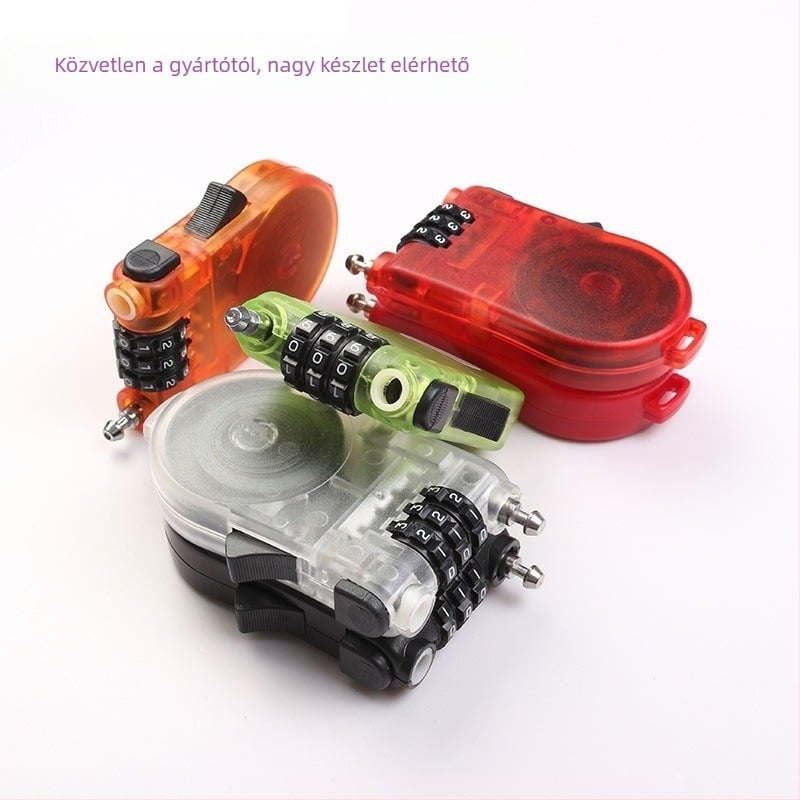 Szekrényzár behúzható acélszálas zsinórral és jelszavas védelemmel, Modell 507, műanyag kivitel, záróoszlopok közti távolság 500, mechanikus