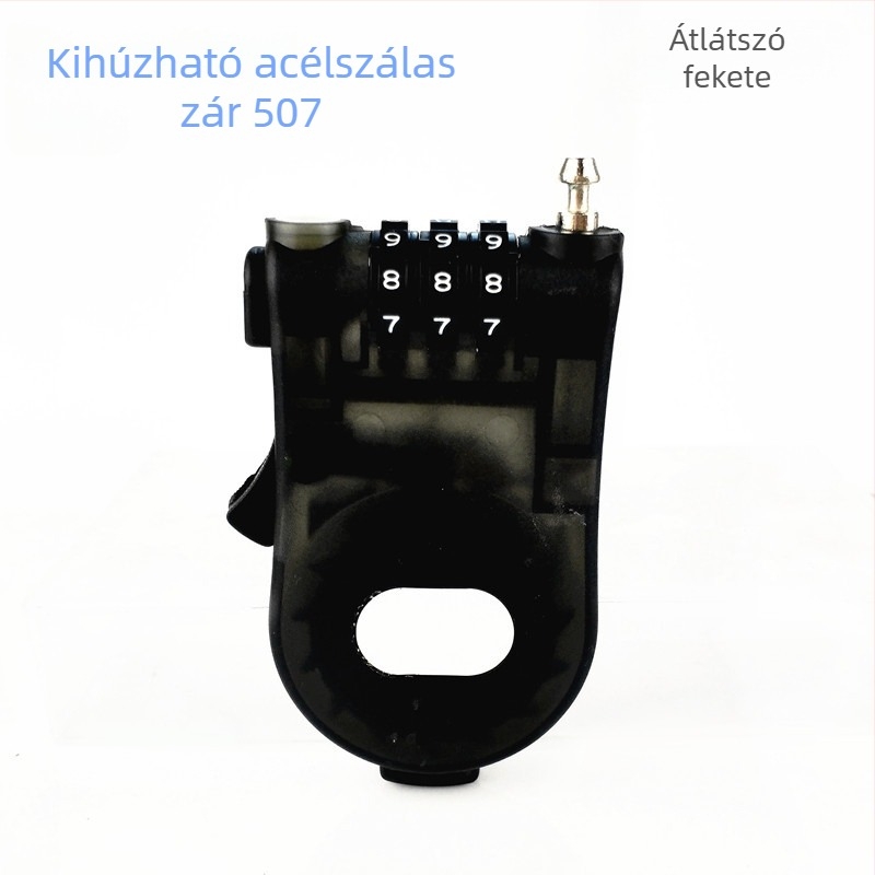 Szekrényzár behúzható acélszálas zsinórral és jelszavas védelemmel, Modell 507, műanyag kivitel, záróoszlopok közti távolság 500, mechanikus