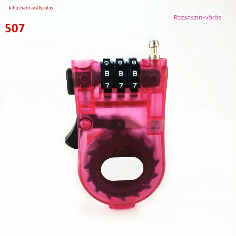 Szekrényzár behúzható acélszálas zsinórral és jelszavas védelemmel, Modell 507, műanyag kivitel, záróoszlopok közti távolság 500, mechanikus