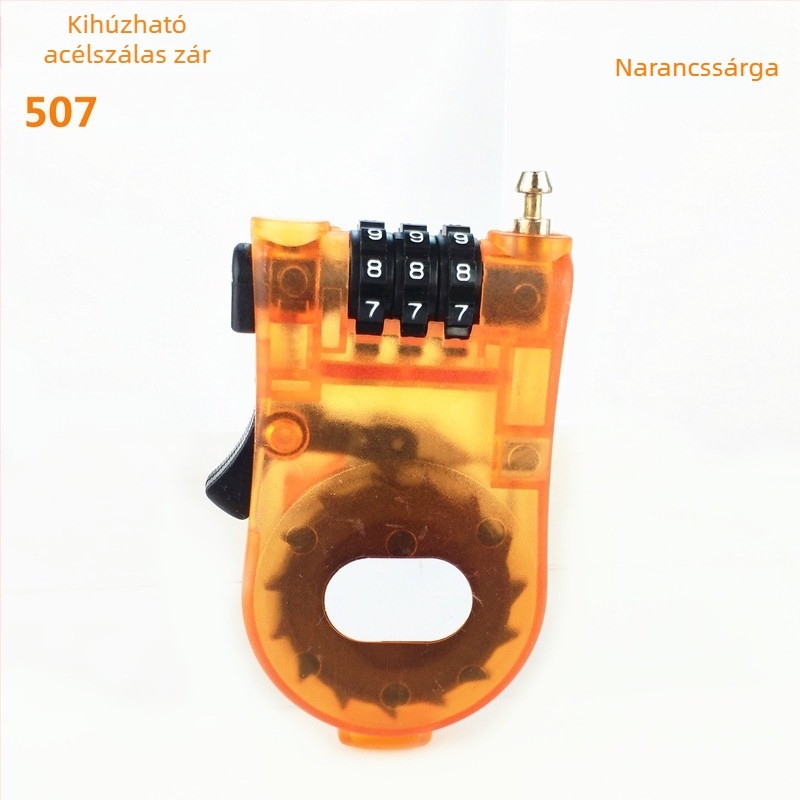 Szekrényzár behúzható acélszálas zsinórral és jelszavas védelemmel, Modell 507, műanyag kivitel, záróoszlopok közti távolság 500, mechanikus