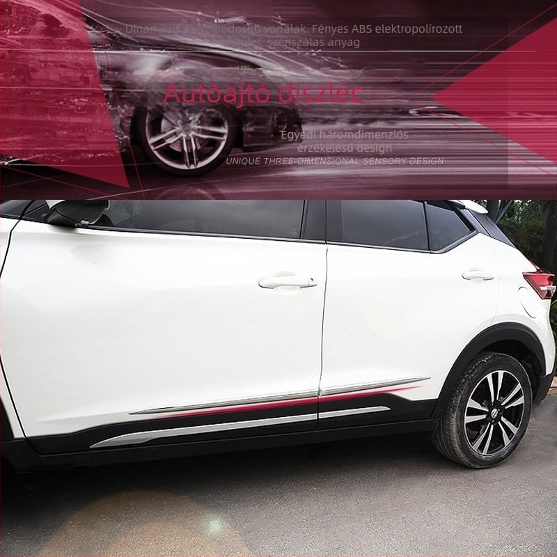 Autóajtó lökhárító szalag elektroplatt krómozott díszítőcsíkkal, univerzális oldalsó sáv (ABS anyag; modell 5088; minden modellhez illeszkedik)