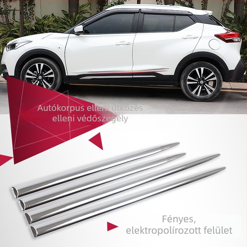 Autóajtó lökhárító szalag elektroplatt krómozott díszítőcsíkkal, univerzális oldalsó sáv (ABS anyag; modell 5088; minden modellhez illeszkedik)