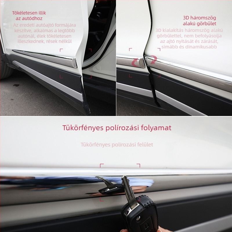 Autóajtó lökhárító szalag elektroplatt krómozott díszítőcsíkkal, univerzális oldalsó sáv (ABS anyag; modell 5088; minden modellhez illeszkedik)