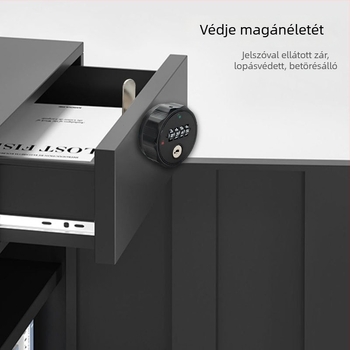 Mechanikus szekrényzár számkombinációval, ABS+ cink ötvözet, univerzális fa- és acél szekrényekhez, modell 660329