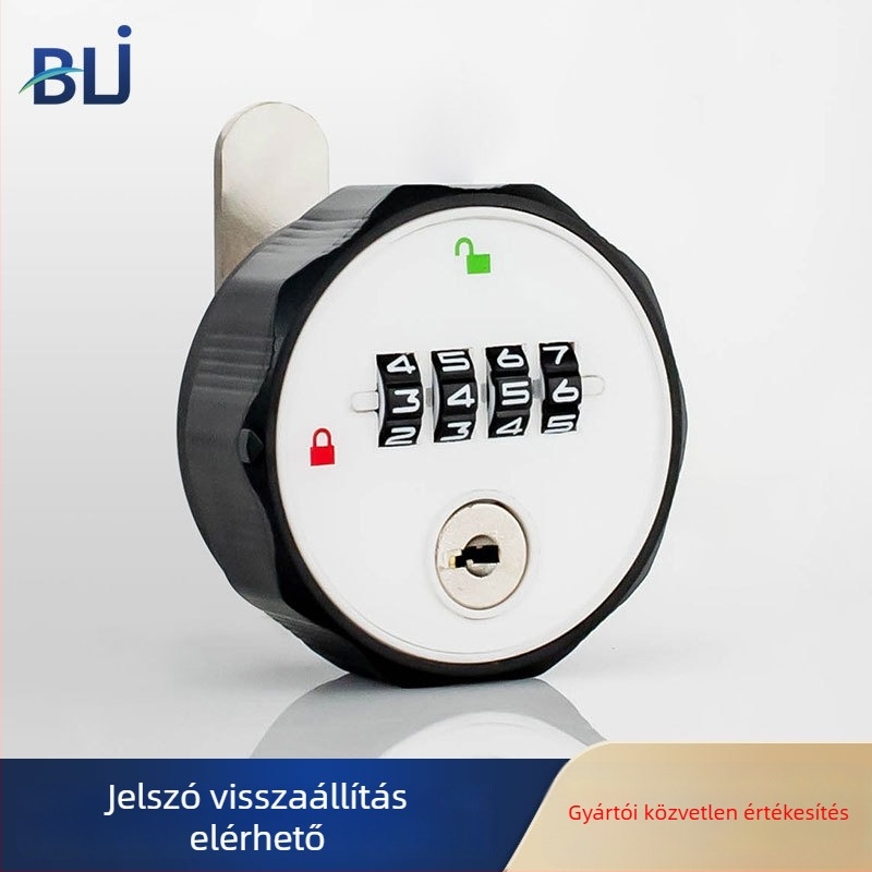 Mechanikus szekrényzár számkombinációval, ABS+ cink ötvözet, univerzális fa- és acél szekrényekhez, modell 660329