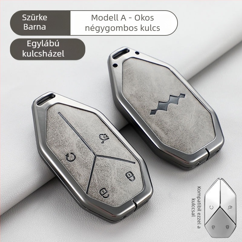Autókulcs tok Leopard 8/Leopard 3 kompatibilis, öt gombos, cinkötvözet, prémium burkolat