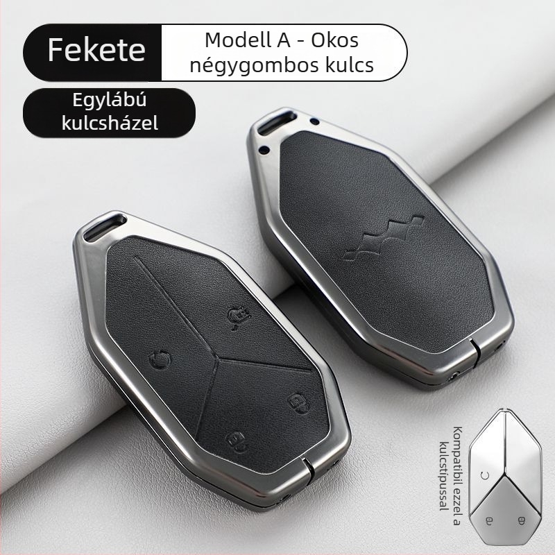 Autókulcs tok Leopard 8/Leopard 3 kompatibilis, öt gombos, cinkötvözet, prémium burkolat
