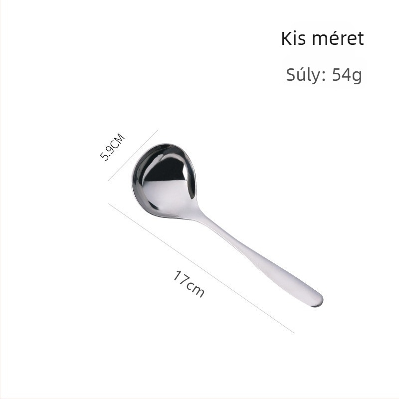 304 rozsdamentes acélból készült nagy fejű kanál, hosszú nyéllel, koreai stílusú, modern egyszerű dizájn, nyomtatott logó