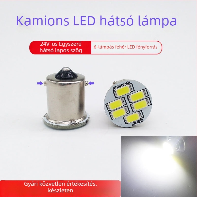24V-es teherautó LED hátsó lámpa, 6-LED modul, 3W, tartós
