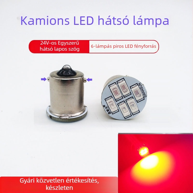 24V-es teherautó LED hátsó lámpa, 6-LED modul, 3W, tartós