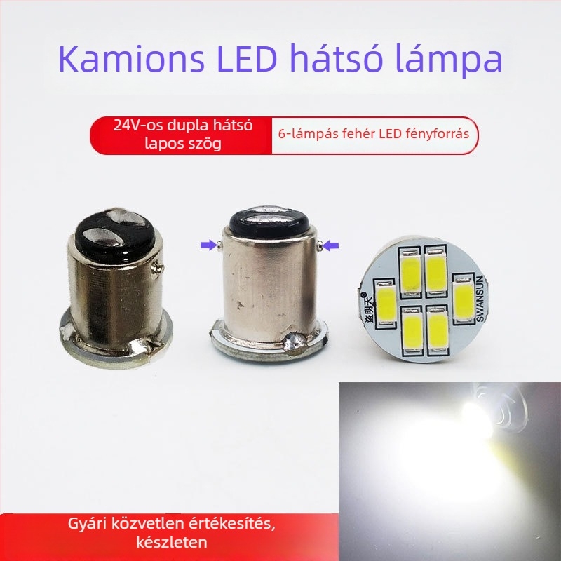 24V-es teherautó LED hátsó lámpa, 6-LED modul, 3W, tartós