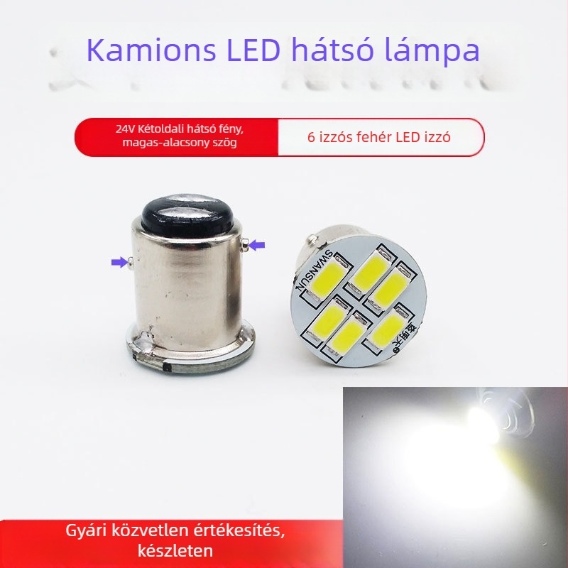24V-es teherautó LED hátsó lámpa, 6-LED modul, 3W, tartós