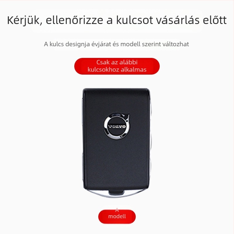 Volvo kulcstartó tok, juhbőr, egyszerű stílus, kompatibilis XC40, XC60, XC90, V90, V60, C40, S90, S60