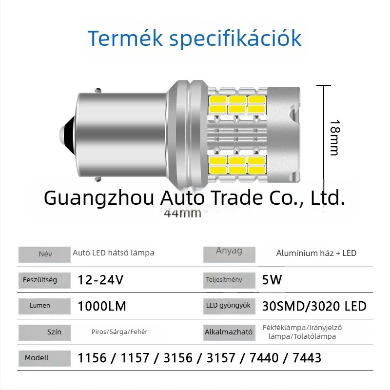LED autójelző fény 30 SMD, 1157/3157/7443, nagy fényerejű jelzés, fék lámpa, menetfény és hátsó világítás