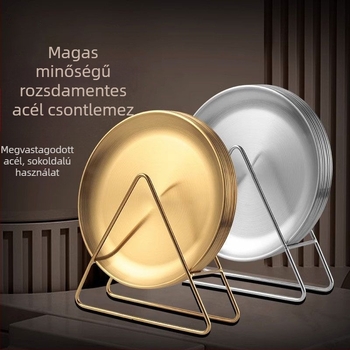 Rozsdamentes acél csonttál készlet – kerek, modern minimalist stílus, elektroplakálás