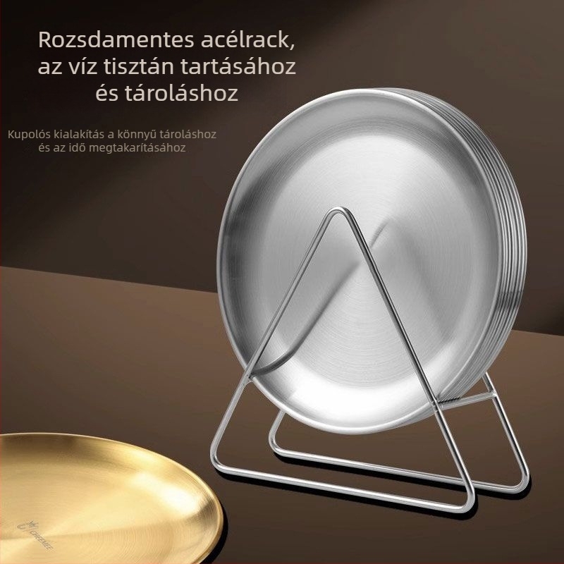 Rozsdamentes acél csonttál készlet – kerek, modern minimalist stílus, elektroplakálás