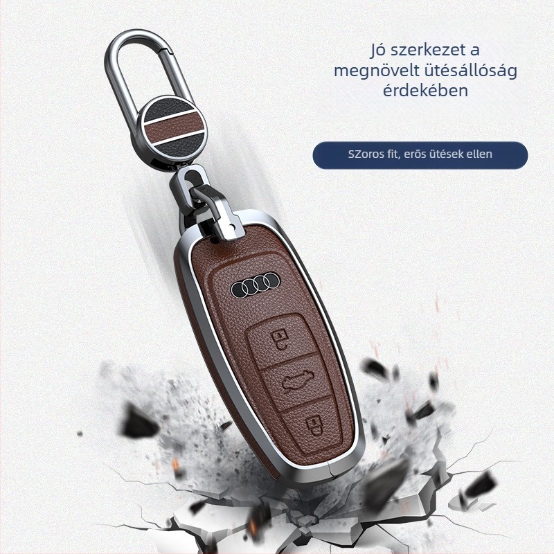 Gruibao Audi kulcstartó tok A6L/A7/A8L/Q7/Q8 – marhabőrből készült, egyszerű stílus