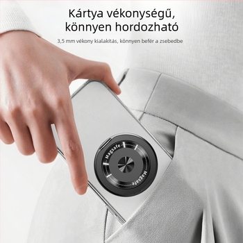 Hajtogatható telefonállvány mágneses tartóval és hátlap ragasztóval, Apple/Huawei/Xiaomi kompatibilis; anyag: fém + műanyag; vezeték nélküli töltés; univerzális hordozható gyűrű