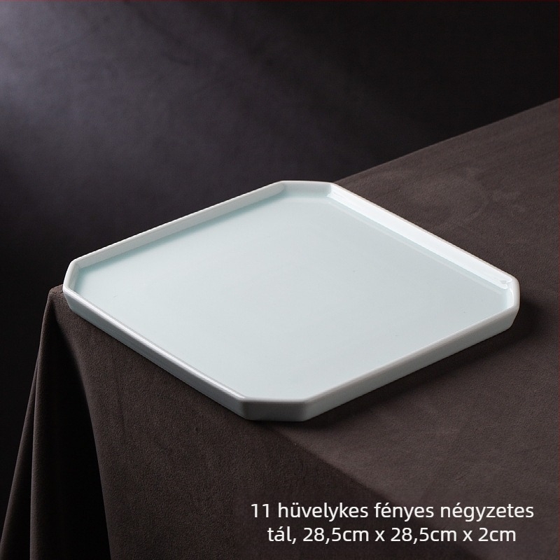 Porcelán négyszögletes tál, alglazúros felülettel, kínai stílus, mikrohullámú sütőben használható