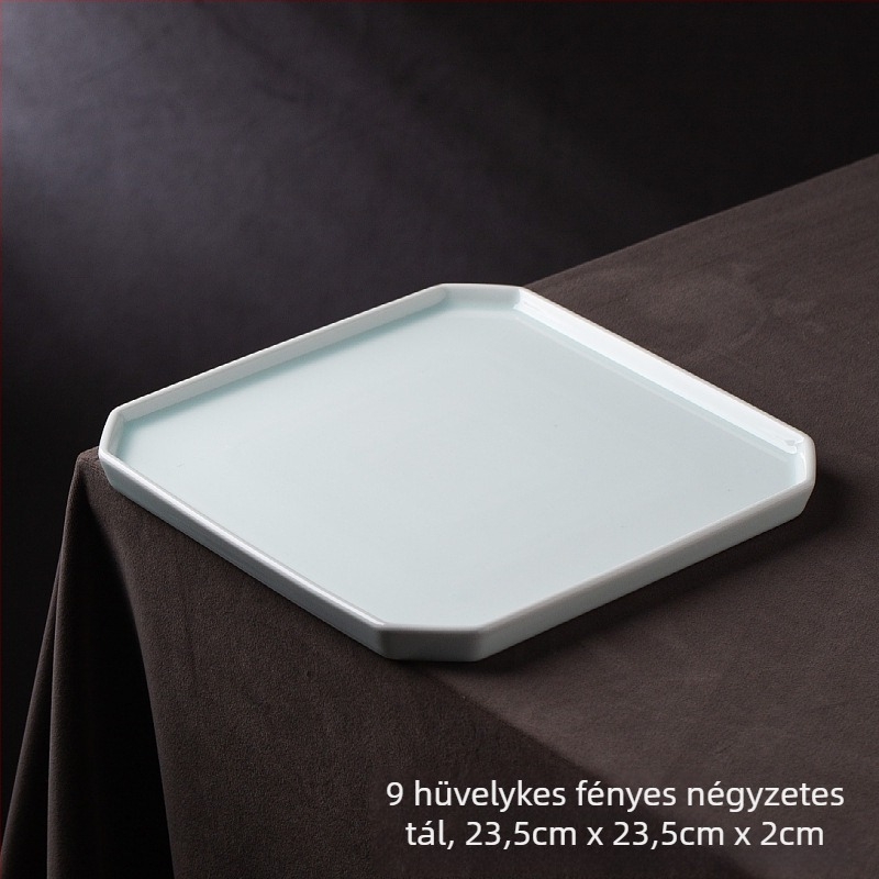 Porcelán négyszögletes tál, alglazúros felülettel, kínai stílus, mikrohullámú sütőben használható