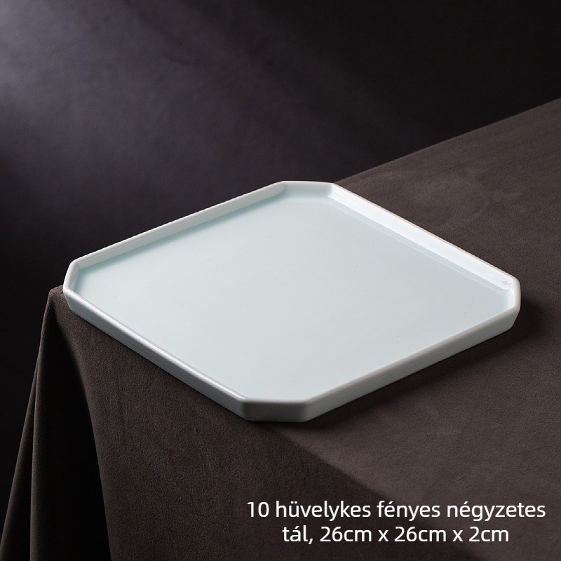 Porcelán négyszögletes tál, alglazúros felülettel, kínai stílus, mikrohullámú sütőben használható
