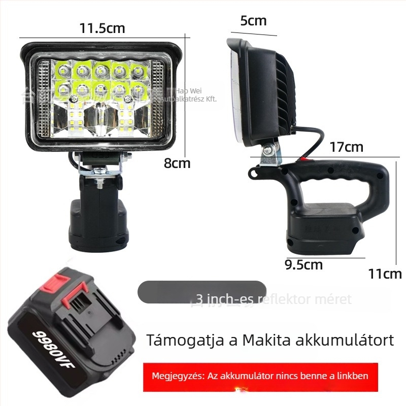 Hordozható lítiumakkumulátoros LED munka lámpa, 12–80V, 5000 lm sürgősségi javításhoz