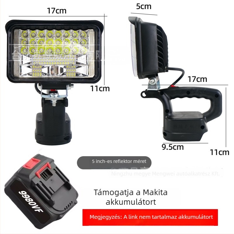 Hordozható lítiumakkumulátoros LED munka lámpa, 12–80V, 5000 lm sürgősségi javításhoz