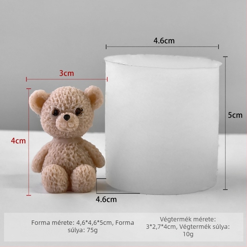 Medve alakú szilikon forma DIY aromaterápiás gyertyákhoz