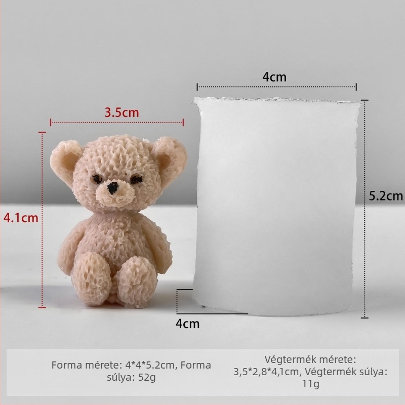 Medve alakú szilikon forma DIY aromaterápiás gyertyákhoz