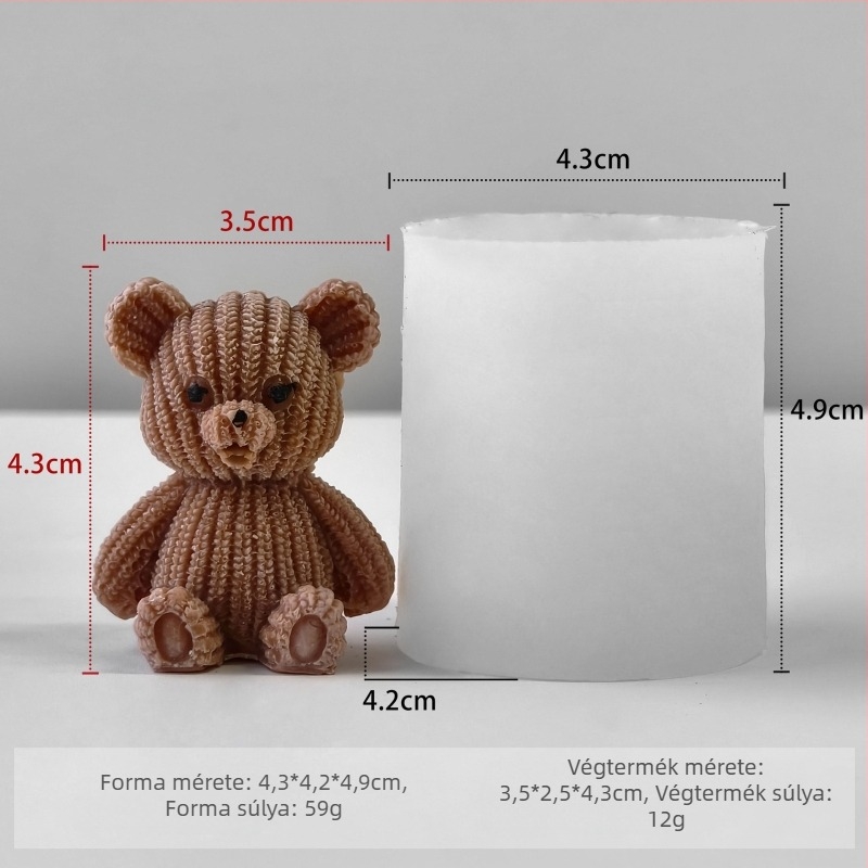 Medve alakú szilikon forma DIY aromaterápiás gyertyákhoz