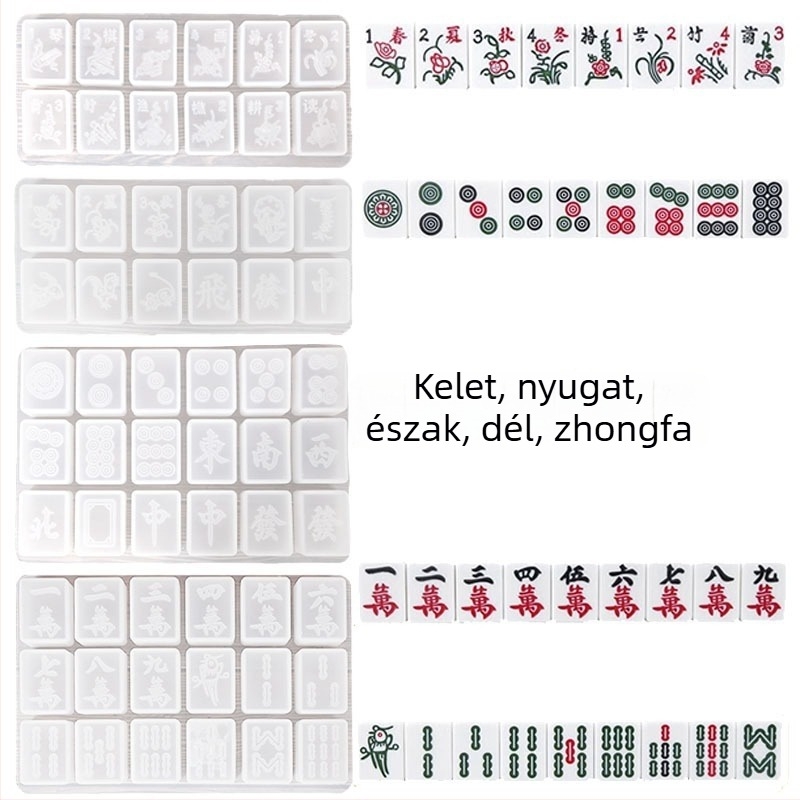 Szilikon Mahjong lapka forma DIY gyantához, észak-déli mahjong, 46/42/38