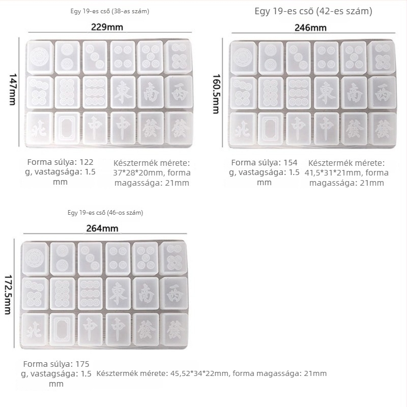 Szilikon Mahjong lapka forma DIY gyantához, észak-déli mahjong, 46/42/38