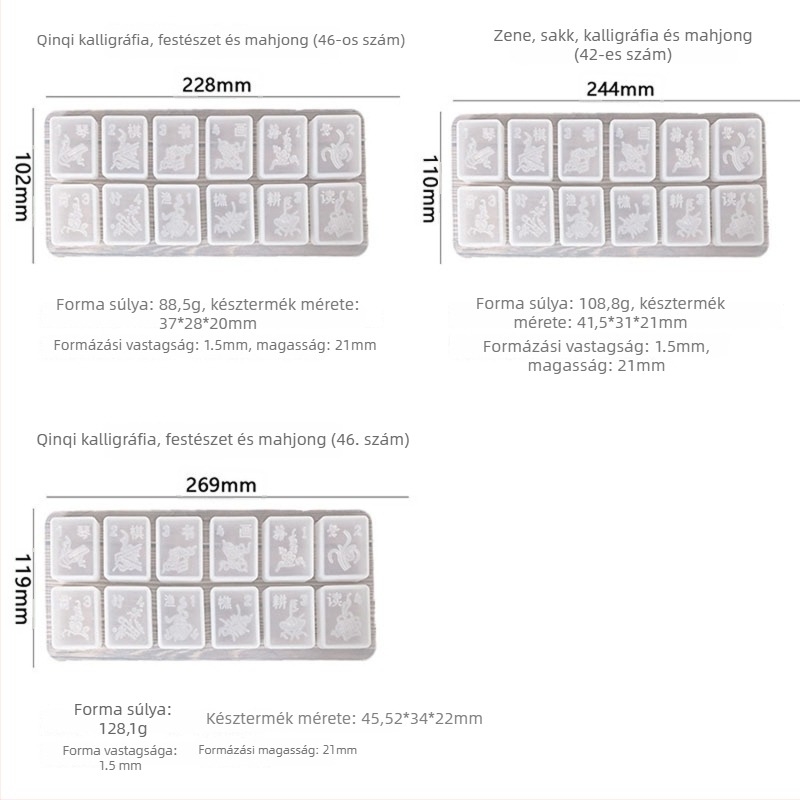 Szilikon Mahjong lapka forma DIY gyantához, észak-déli mahjong, 46/42/38