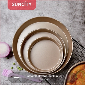 Kör alakú szénacél pizza tepsi, tömített, vastag aljzattal, tapadásmentes bevonattal