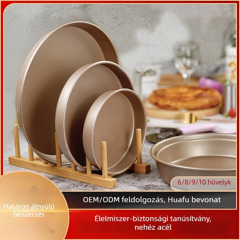 Kör alakú szénacél pizza tepsi, tömített, vastag aljzattal, tapadásmentes bevonattal