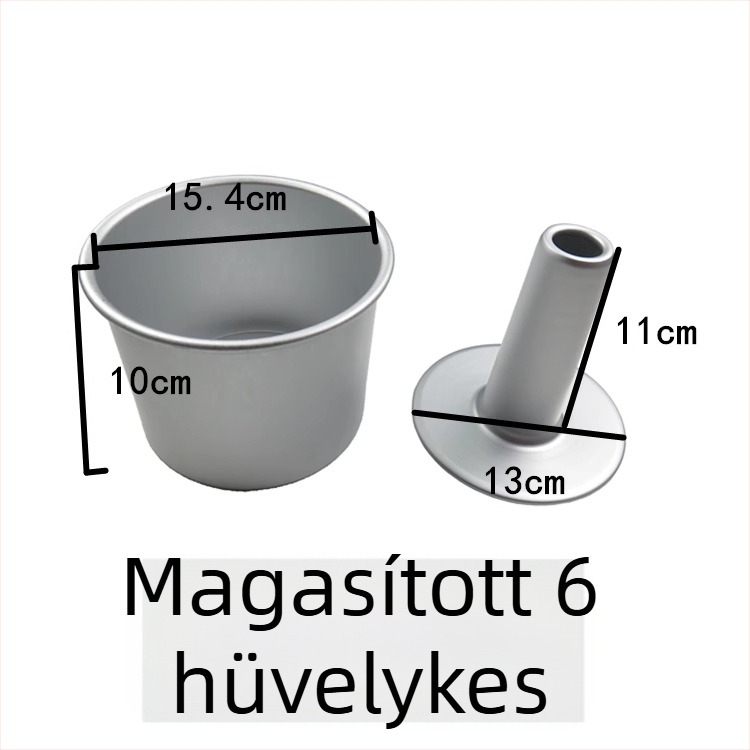 Egyszeres, magassított kör alakú szifon tortaforma alumínium ötvözetből, belső üreggel és központi csővel