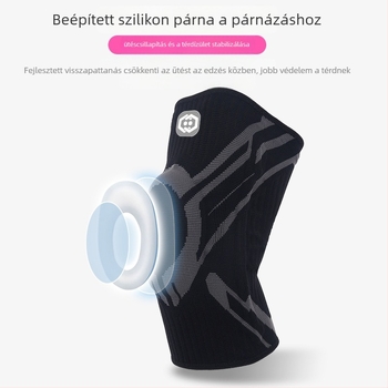 Sport térdvédő – kosárlabda pánttal, nyomás alatti szilikon rugó-támogatással és csúszásmentes felülettel (Fő anyag: Nylon; Védett részek: Térd; Kategória: Térdvédő; Alkalmazható populáció: Univerzális; Alkalmazható sportok: Univerzális)