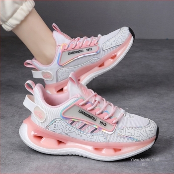 Női futócipő — légáteresztő, könnyű, alacsony felsőrész mesterséges plüss anyagból, TPU talp, fűzővel záródó