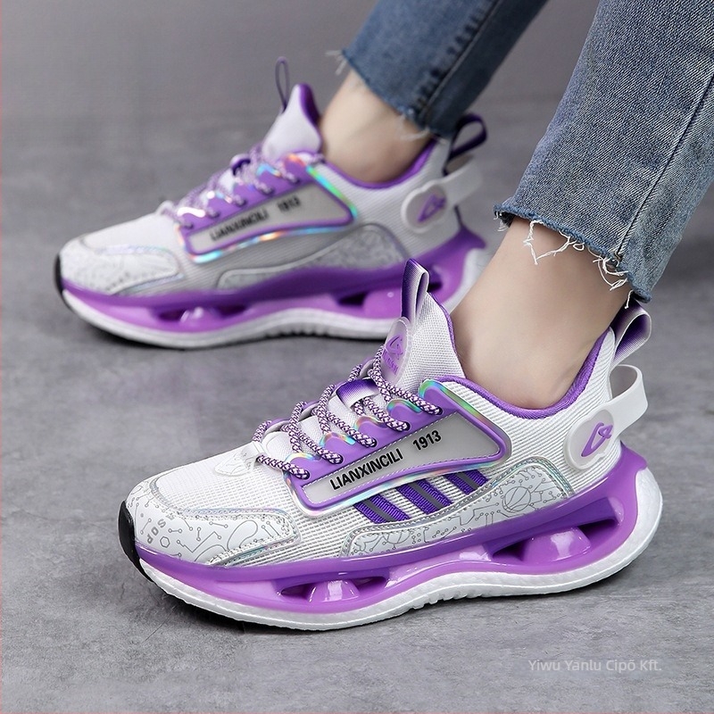 Női futócipő — légáteresztő, könnyű, alacsony felsőrész mesterséges plüss anyagból, TPU talp, fűzővel záródó