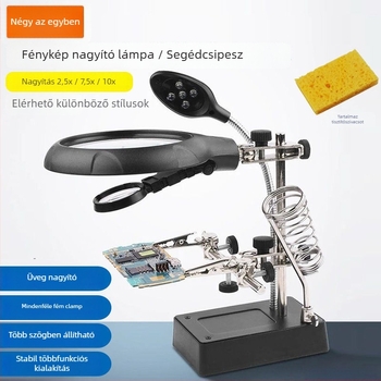 Mobiltelefon javításához készült kombinált asztali lámpa nagyítóval és forrasztóállvánnyal | Márka: Unique, Anyag: lila szantálfa