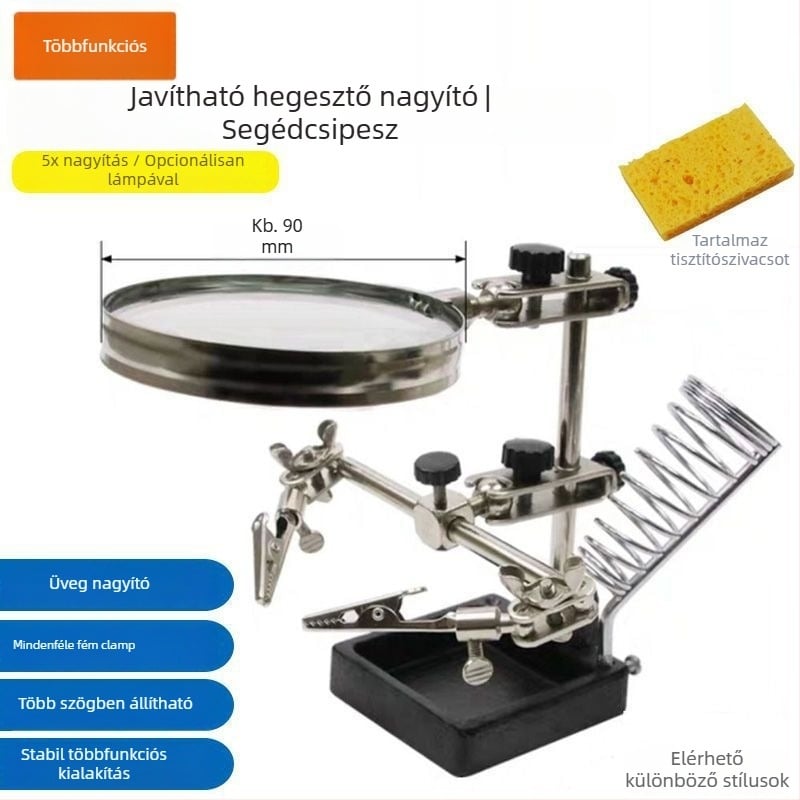 Mobiltelefon javításához készült kombinált asztali lámpa nagyítóval és forrasztóállvánnyal | Márka: Unique, Anyag: lila szantálfa