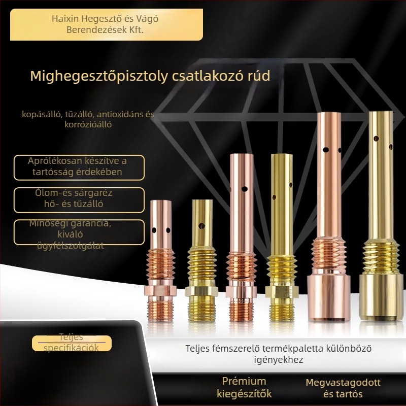 MIG hegesztőpisztoly csatlókar – gázvédett, réz-bronz ötvözet, 500A, magátmérő 1,2 mm