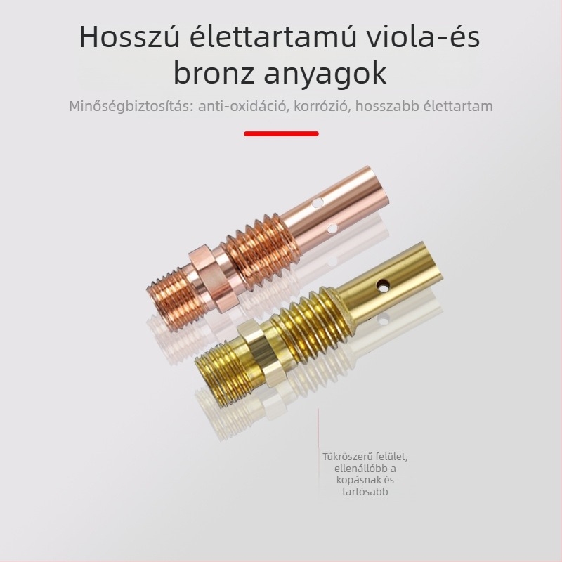 MIG hegesztőpisztoly csatlókar – gázvédett, réz-bronz ötvözet, 500A, magátmérő 1,2 mm