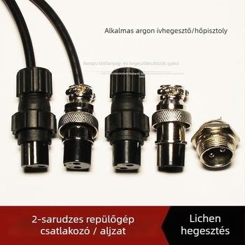 2-vezetékes dugaszoló csatlakozó a hegesztőpisztoly vezérlővonalához repülőgép-csatlakozóval; műanyag/metál kivitel; 10 mm átmérő; alkalmas hegesztésre és plazmavágásra