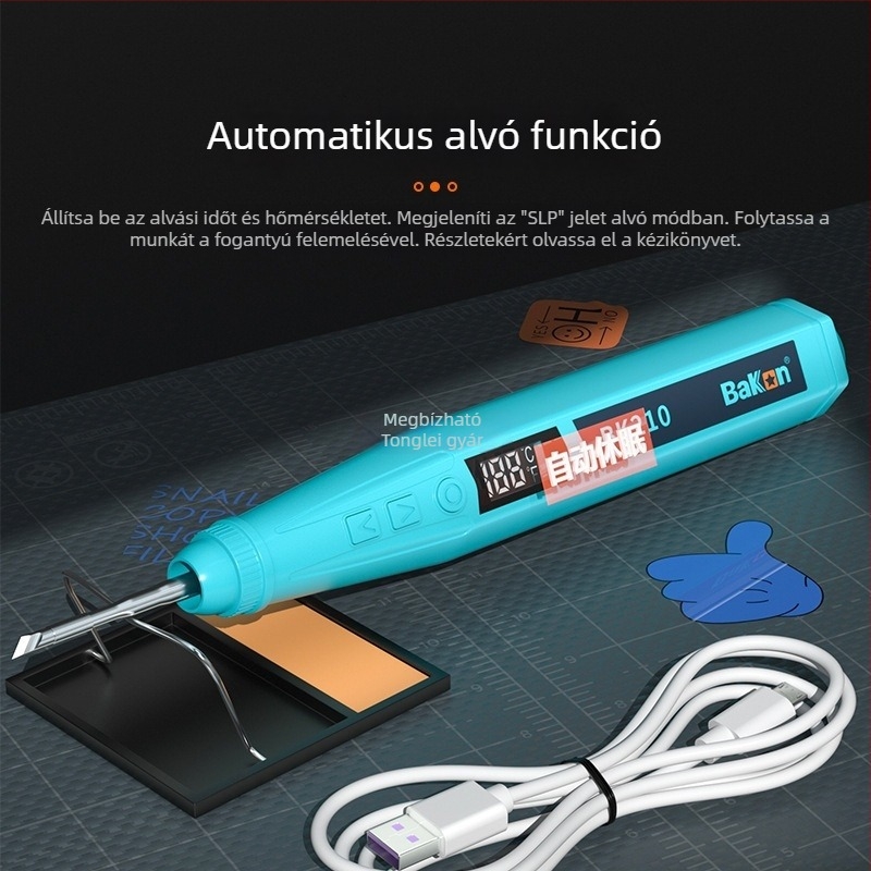 BK210 állandó hőmérsékletű forrasztópisztoly, USB töltés, Li-ion akkumulátorral, hordozható mini készlet