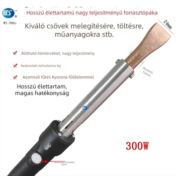 Ipari 300W-os forrasztópáka, regulálható hőmérséklet, 220V, görbült és egyenes heggyel