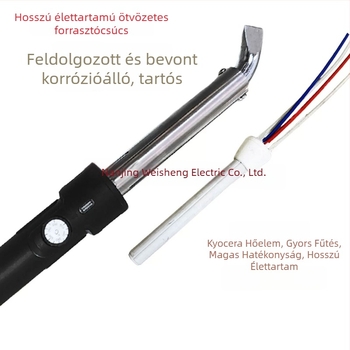 Ipari 300W-os forrasztópáka, regulálható hőmérséklet, 220V, görbült és egyenes heggyel