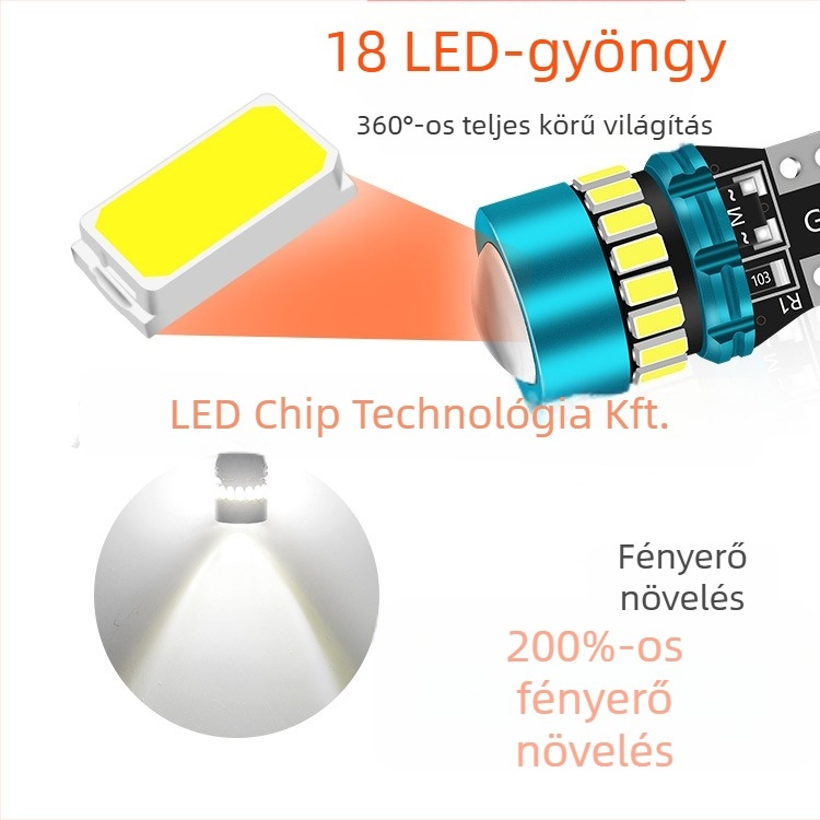 T10 LED autó világító lámpa lencsével - rendszámtábla világítás, 12V, 1W, 120lm, IP63