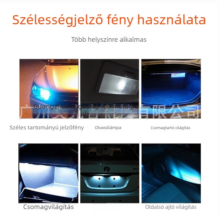 T10 LED autó világító lámpa lencsével - rendszámtábla világítás, 12V, 1W, 120lm, IP63